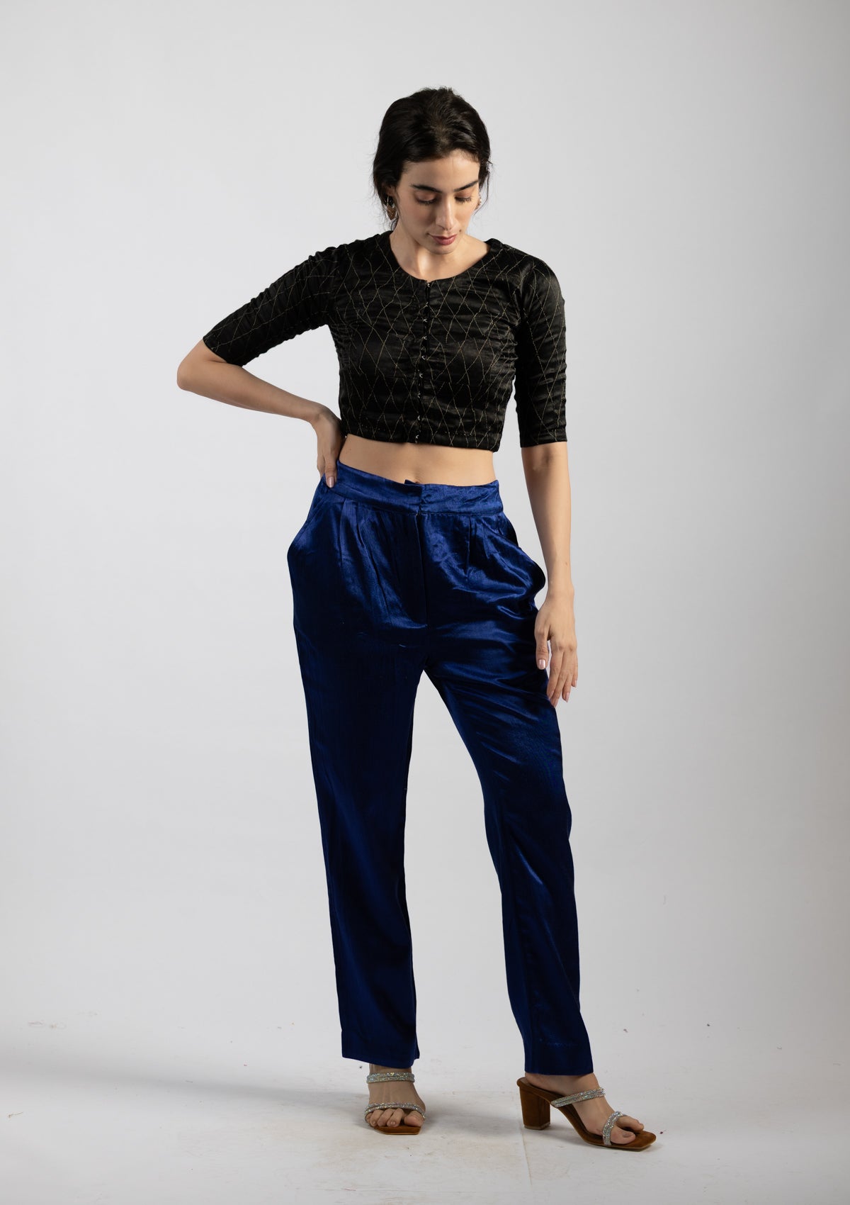 Ocean Blue Mashru Trouser - Size Extra Small