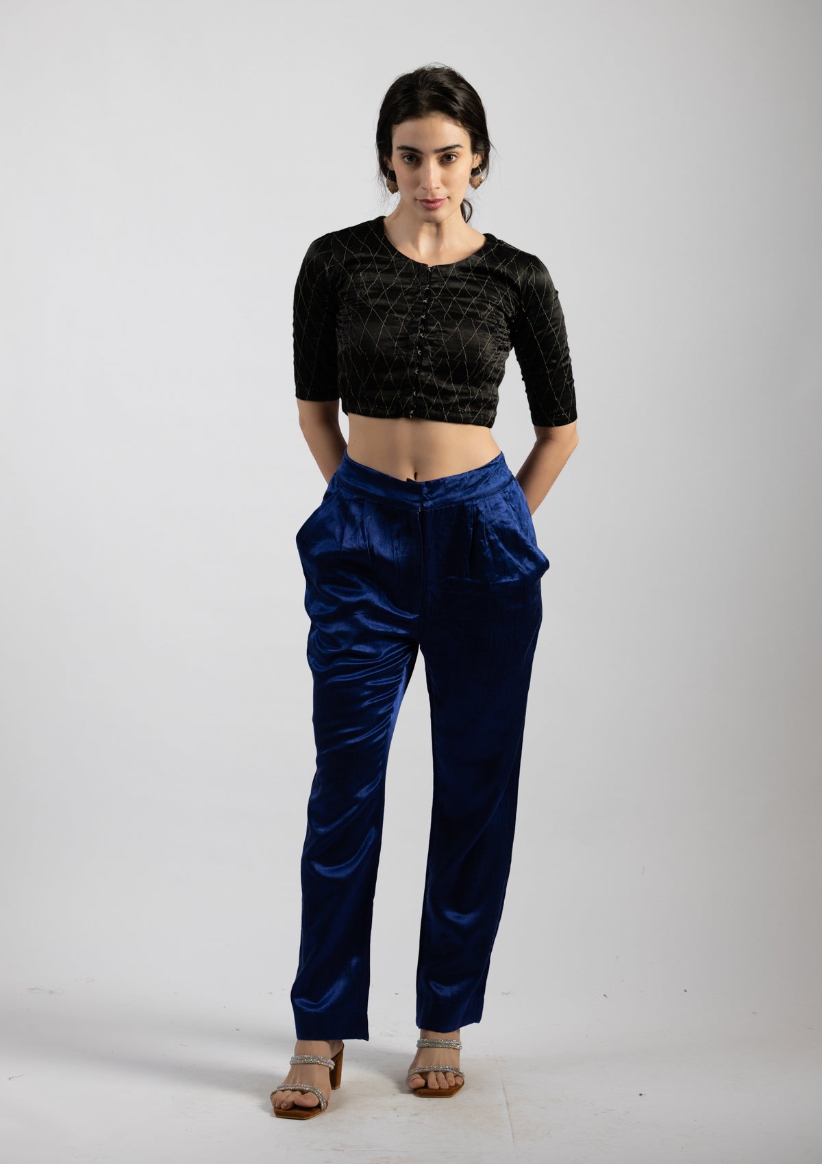 Ocean Blue Mashru Trouser - Size Extra Small