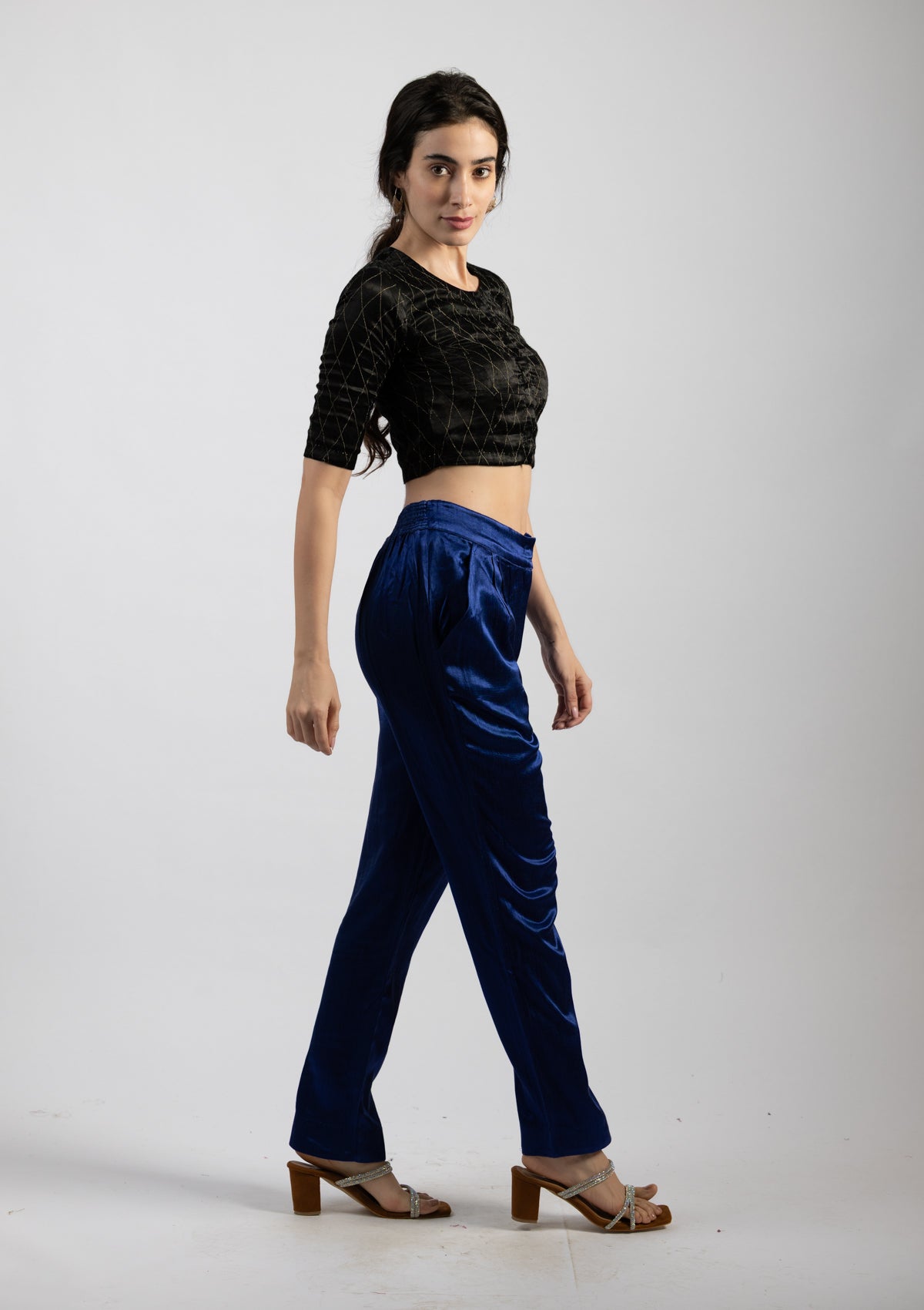 Ocean Blue Mashru Trouser - Size Extra Small