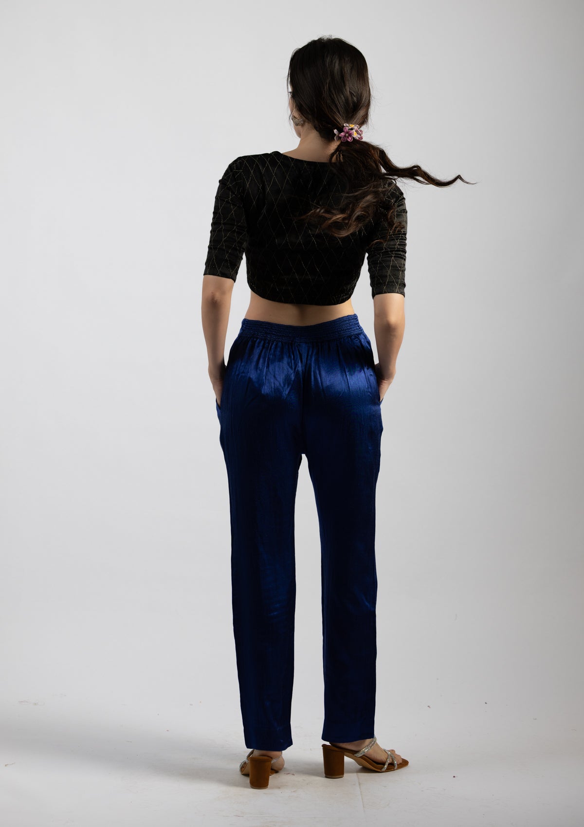 Ocean Blue Mashru Trouser - Size Extra Small