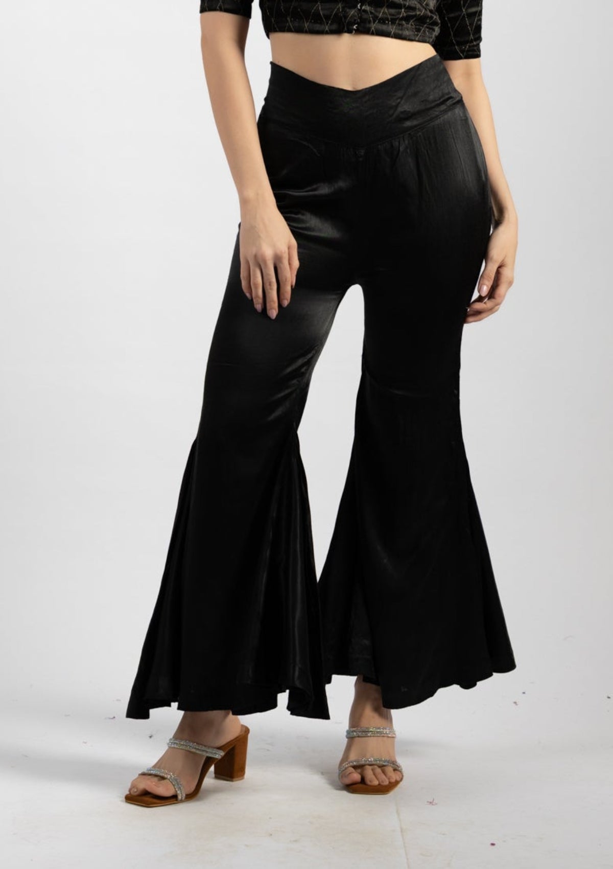 Panther Black Mashru Pant - Size Small