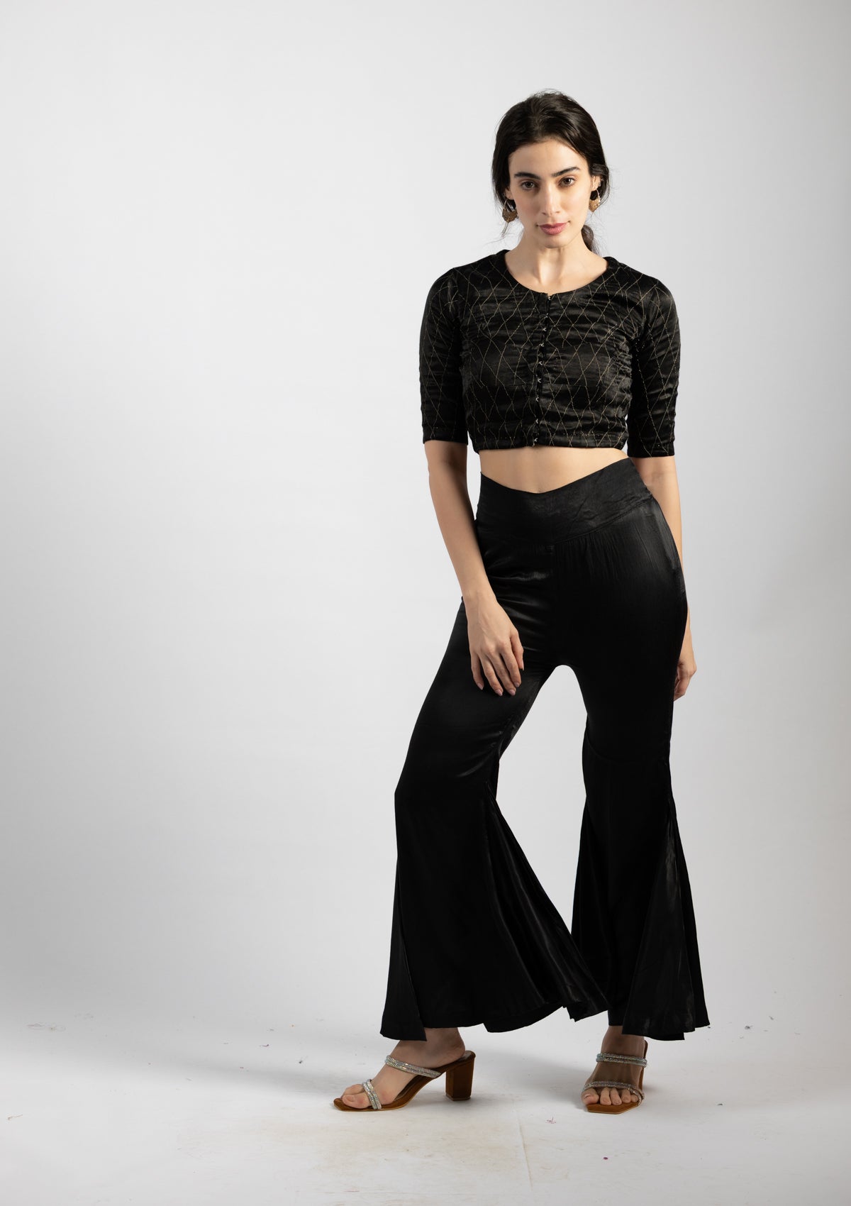 Panther Black Mashru Pant - Size Small