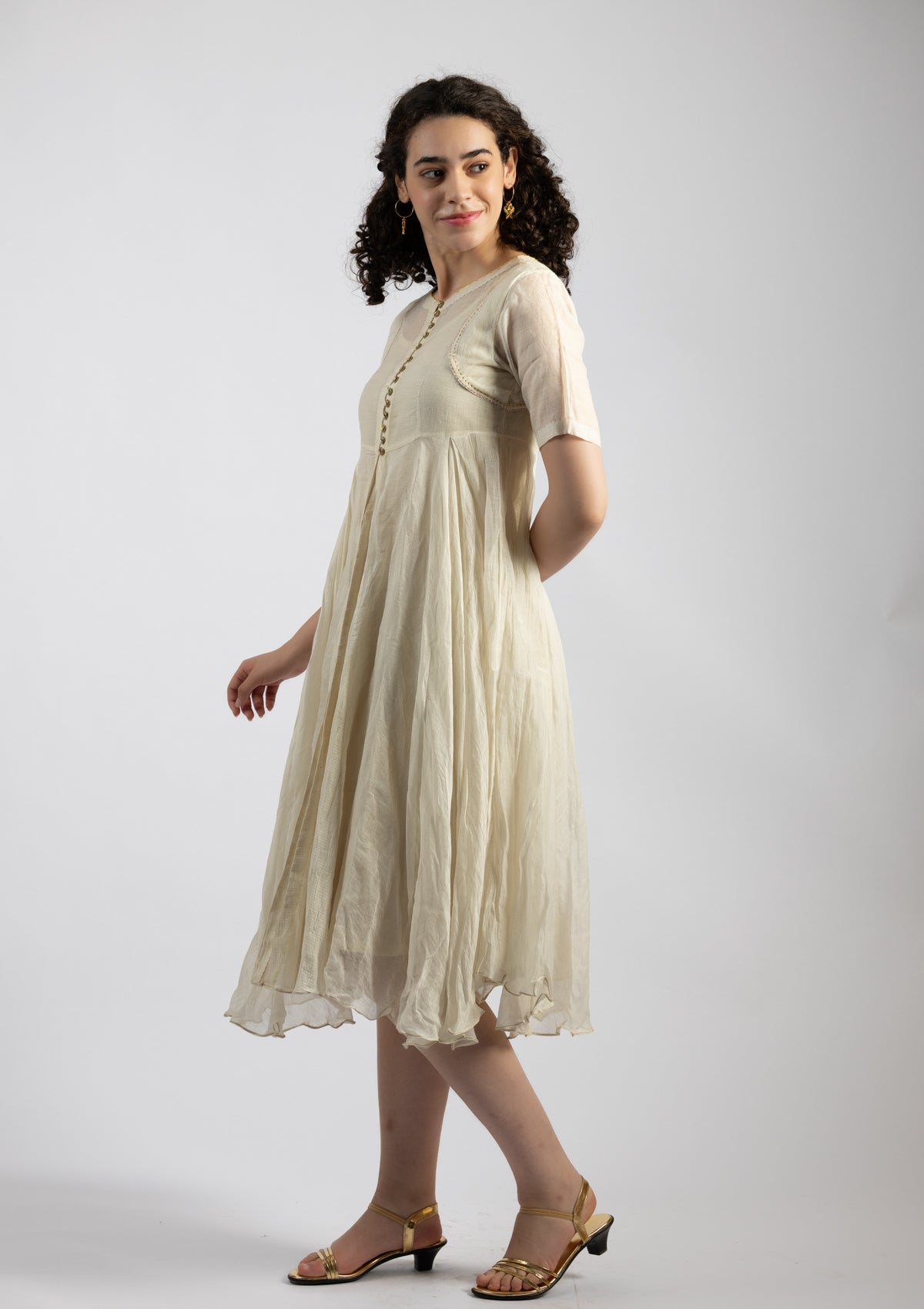 Snowdrop White Chanderi Dress - Size Small