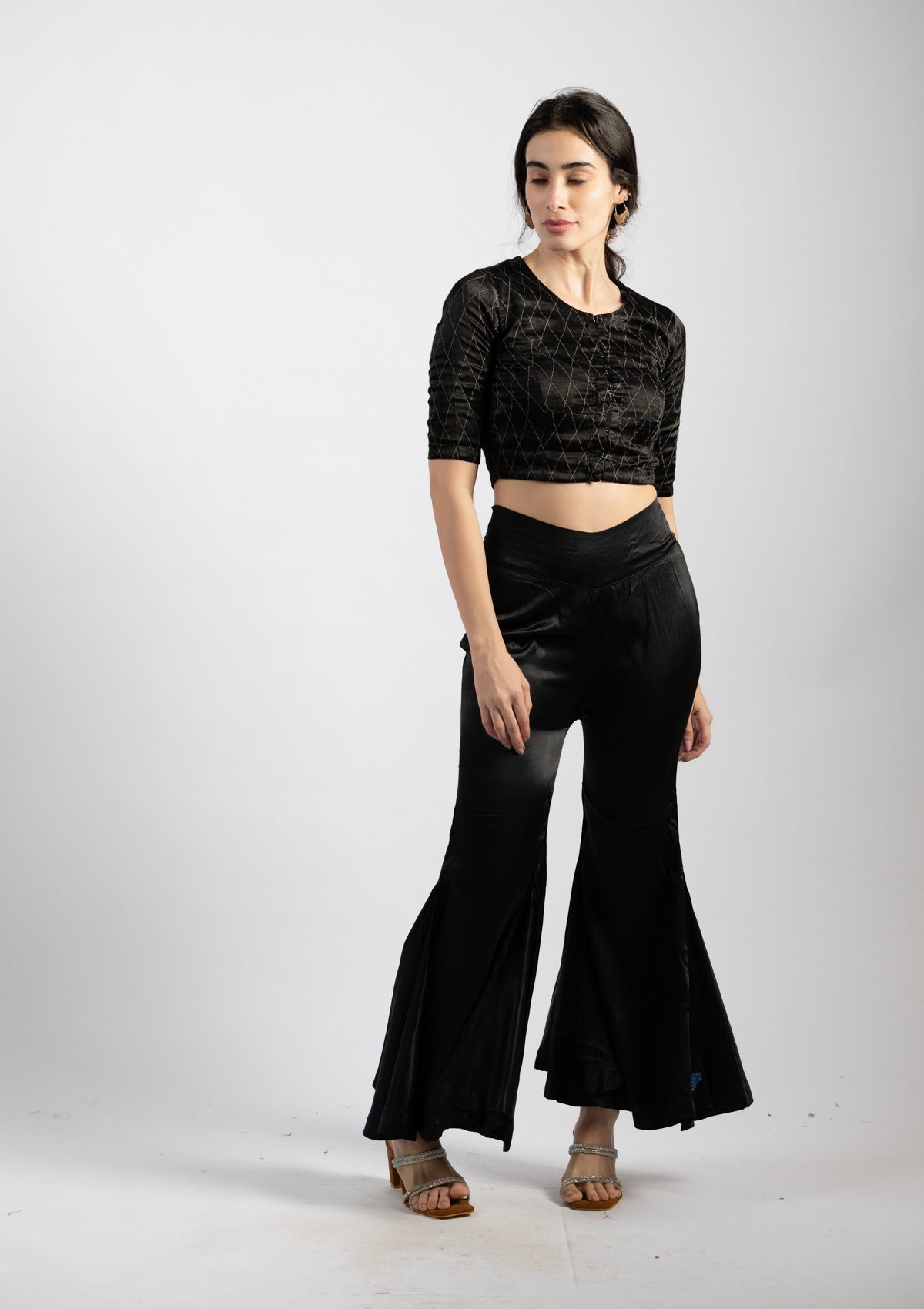 Panther Black Mashru Pant - Size Small