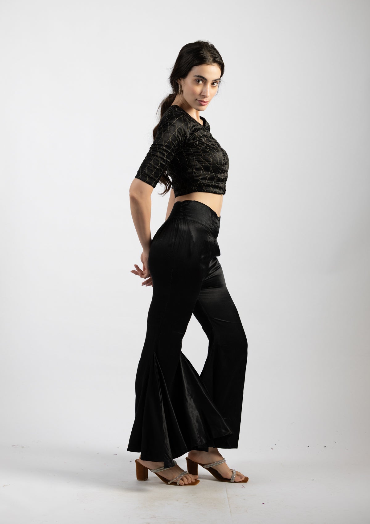 Panther Black Mashru Pant - Size Small