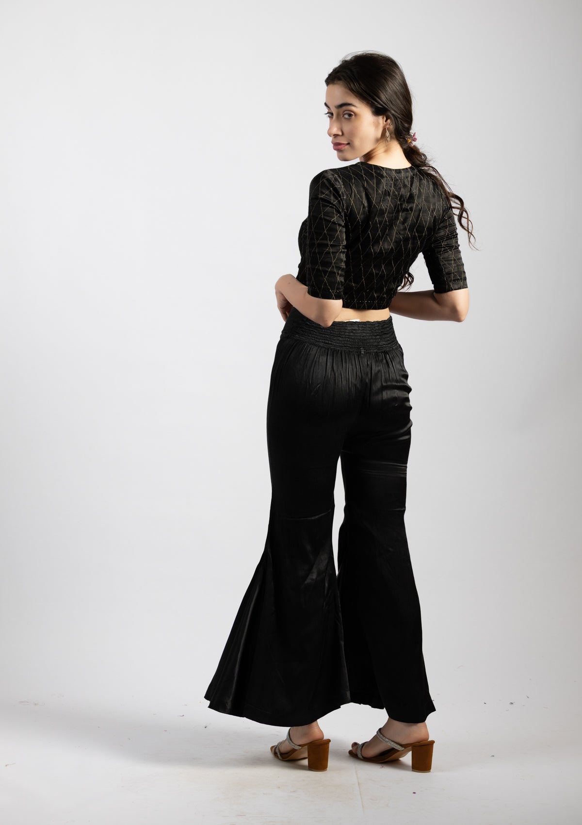 Panther Black Mashru Pant - Size Small