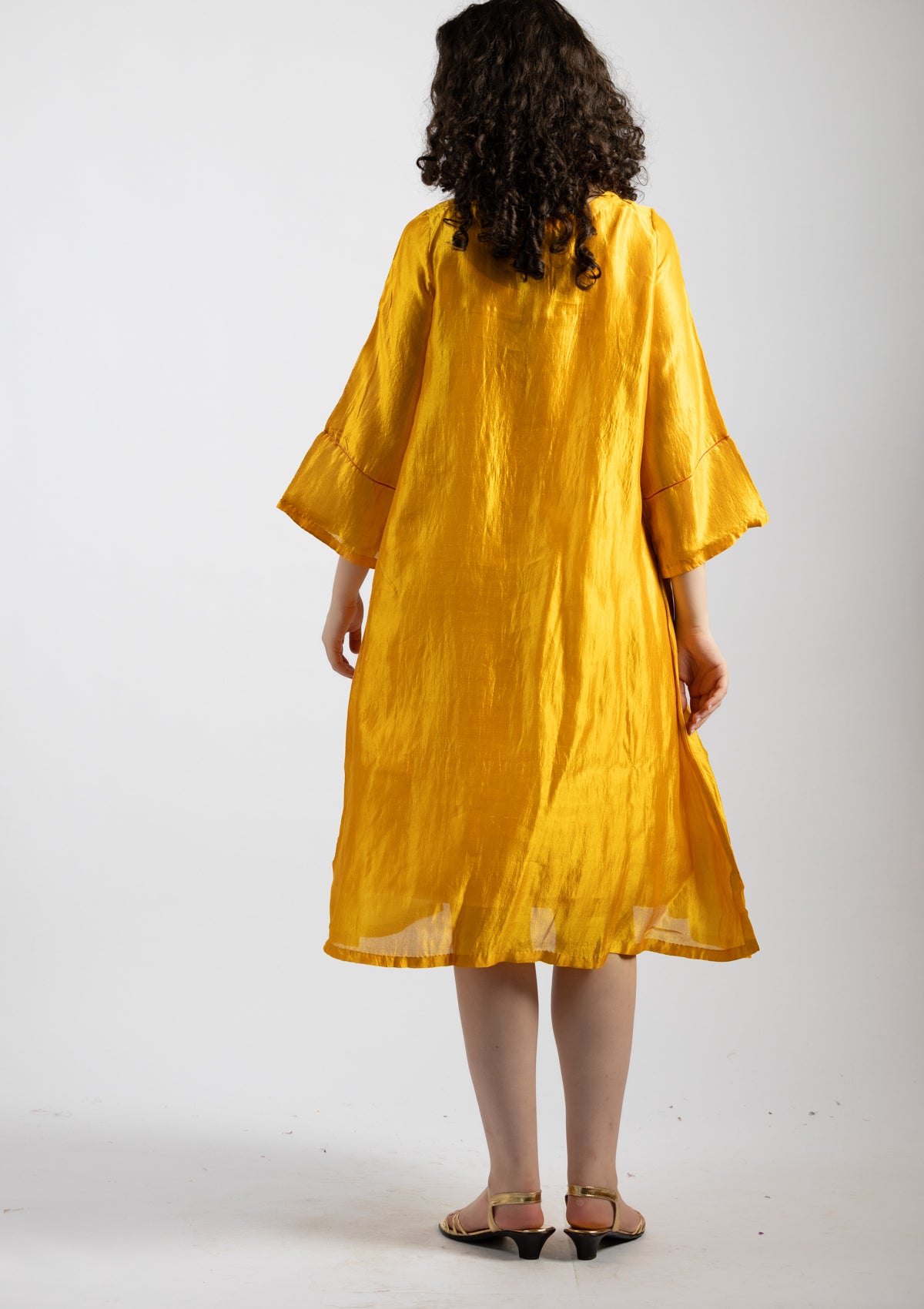 Golden Glow Silk Dress - Size Extra Large