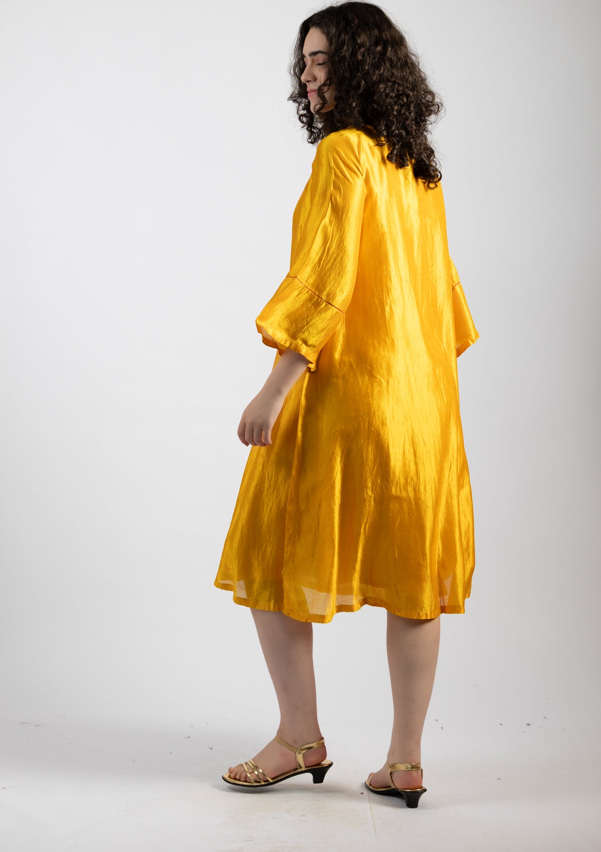 Golden Glow Silk Dress - Size Extra Large
