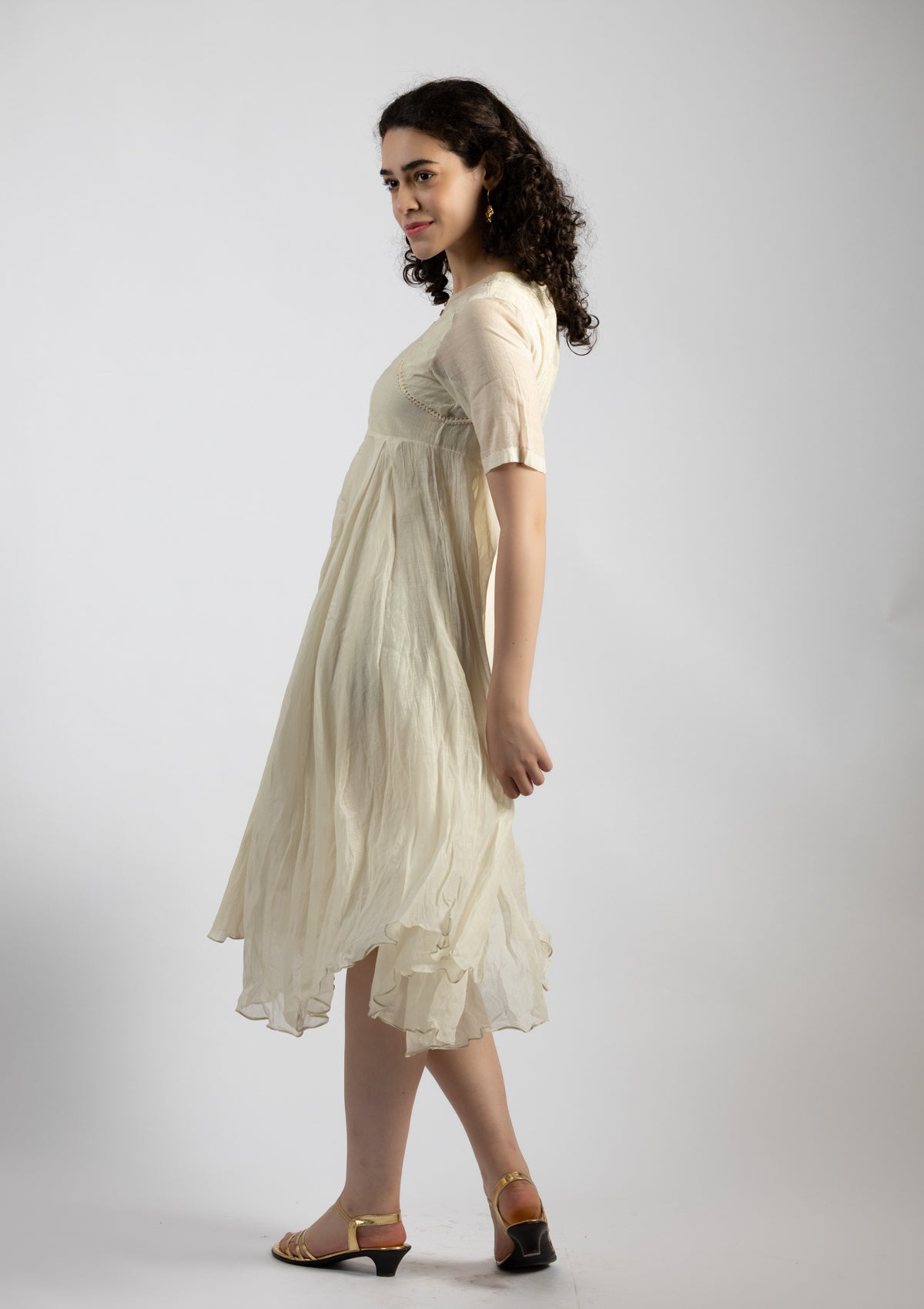 Snowdrop White Chanderi Dress - Size Small