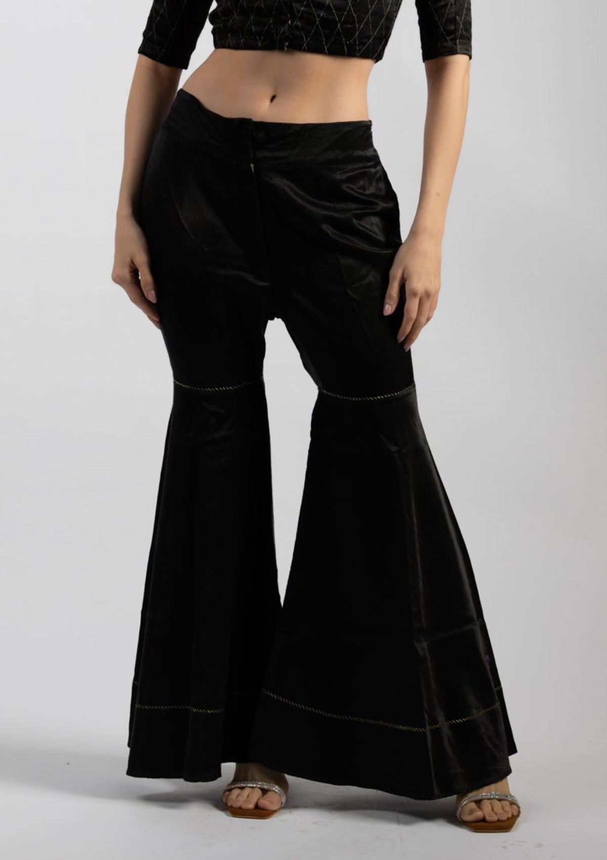 Jet Black Mashru Pant - Size Extra Small