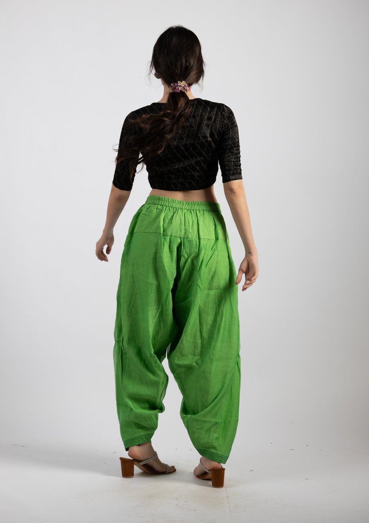 Soft Sage Chanderi Bottoms - Size Medium
