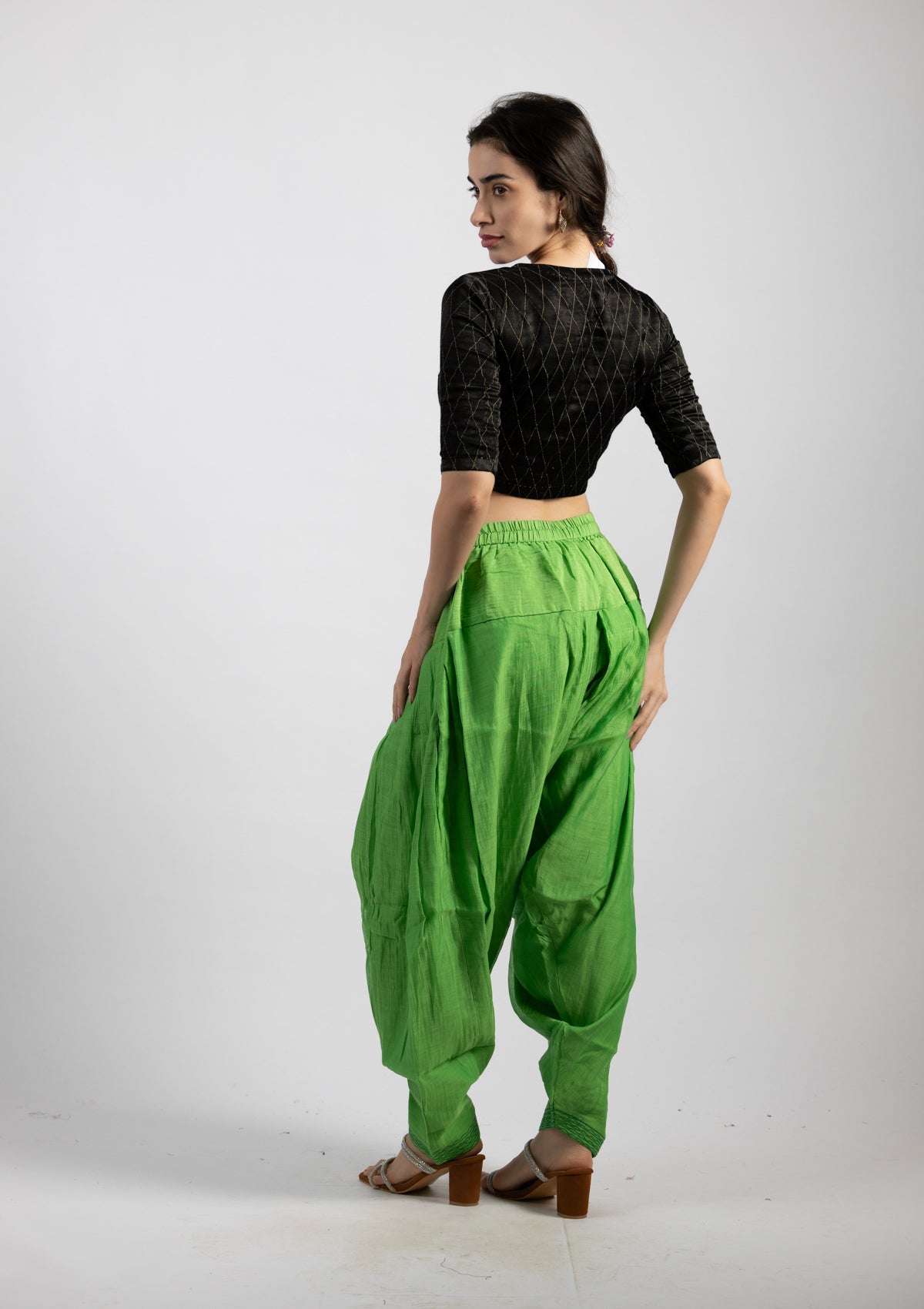 Soft Sage Chanderi Bottoms - Size Medium