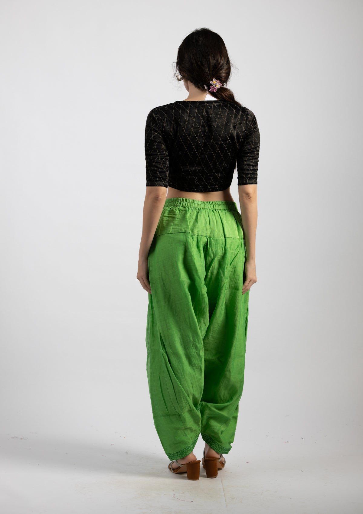 Soft Sage Chanderi Bottoms - Size Medium