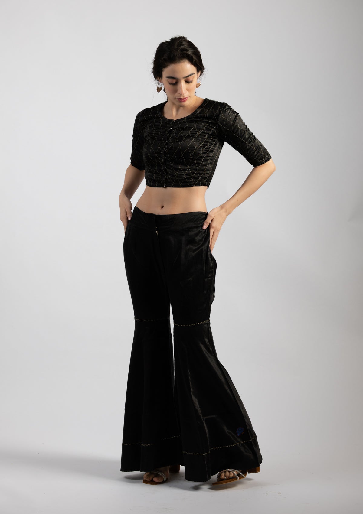 Jet Black Mashru Pant - Size Extra Small