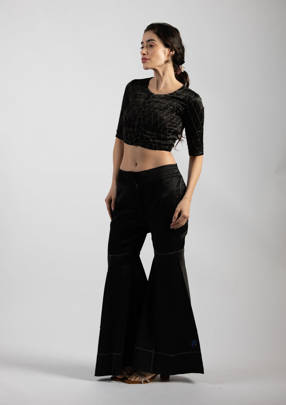 Jet Black Mashru Pant - Size Extra Small