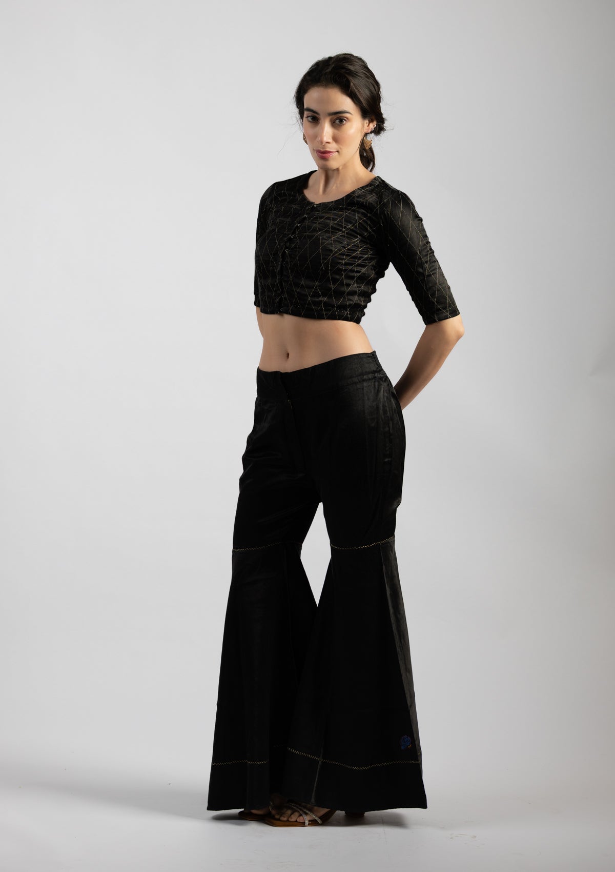 Jet Black Mashru Pant - Size Extra Small