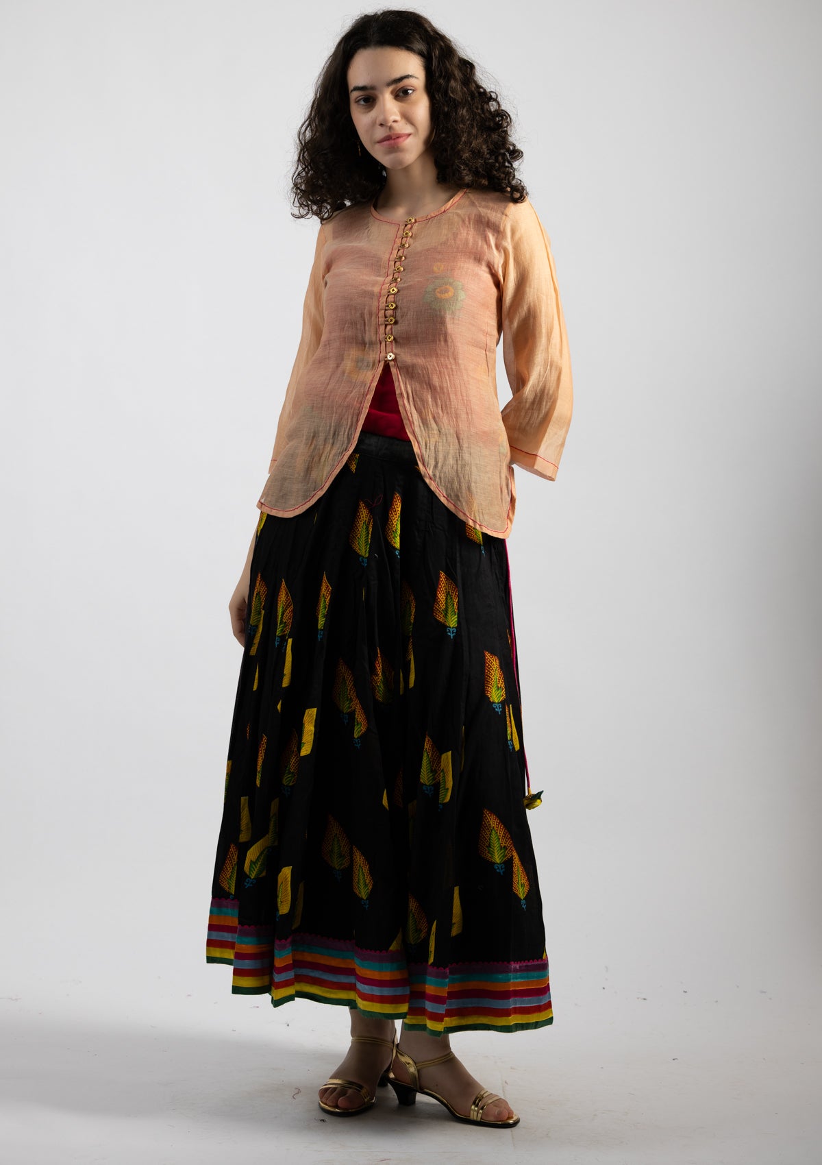 Peace Blush Chanderi Top - Size Small