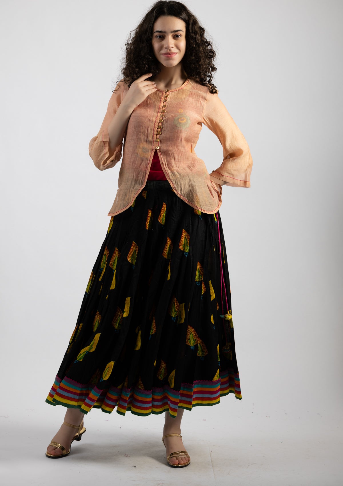 Peace Blush Chanderi Top - Size Small