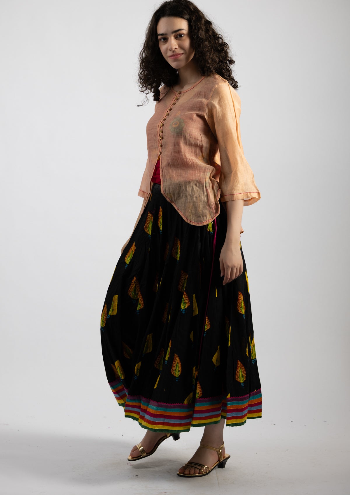 Peace Blush Chanderi Top - Size Small