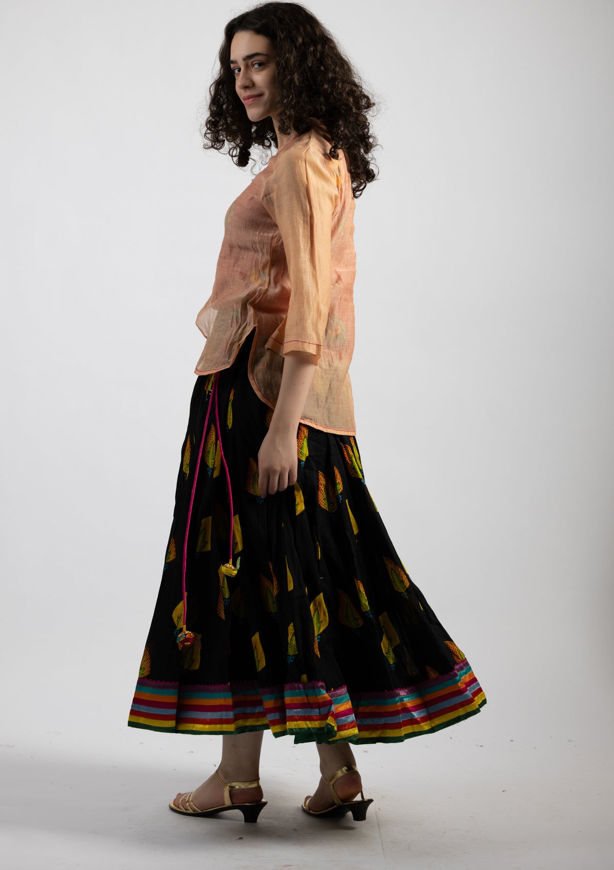 Peace Blush Chanderi Top - Size Small