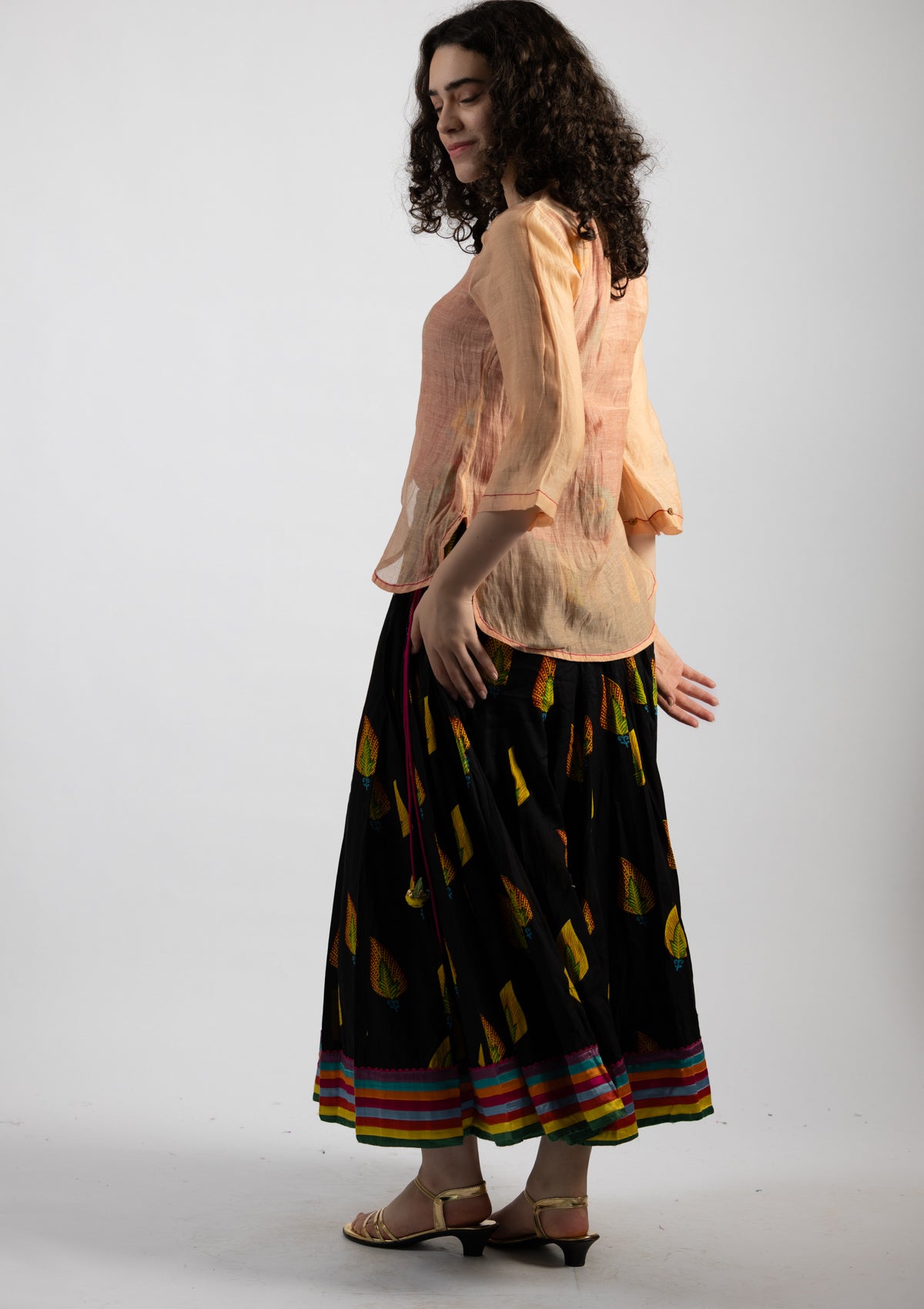 Peace Blush Chanderi Top - Size Small