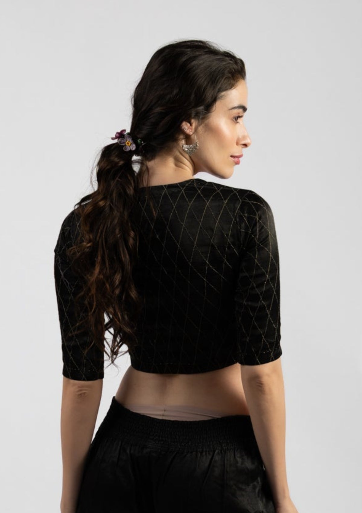 Fani Black Mashru Top - Size Small