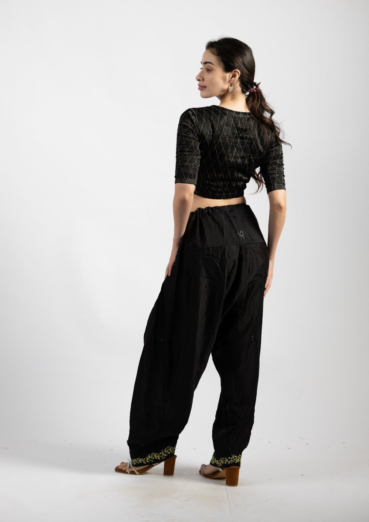 Black Charcoal Mashru Trousers - Size Extra Large