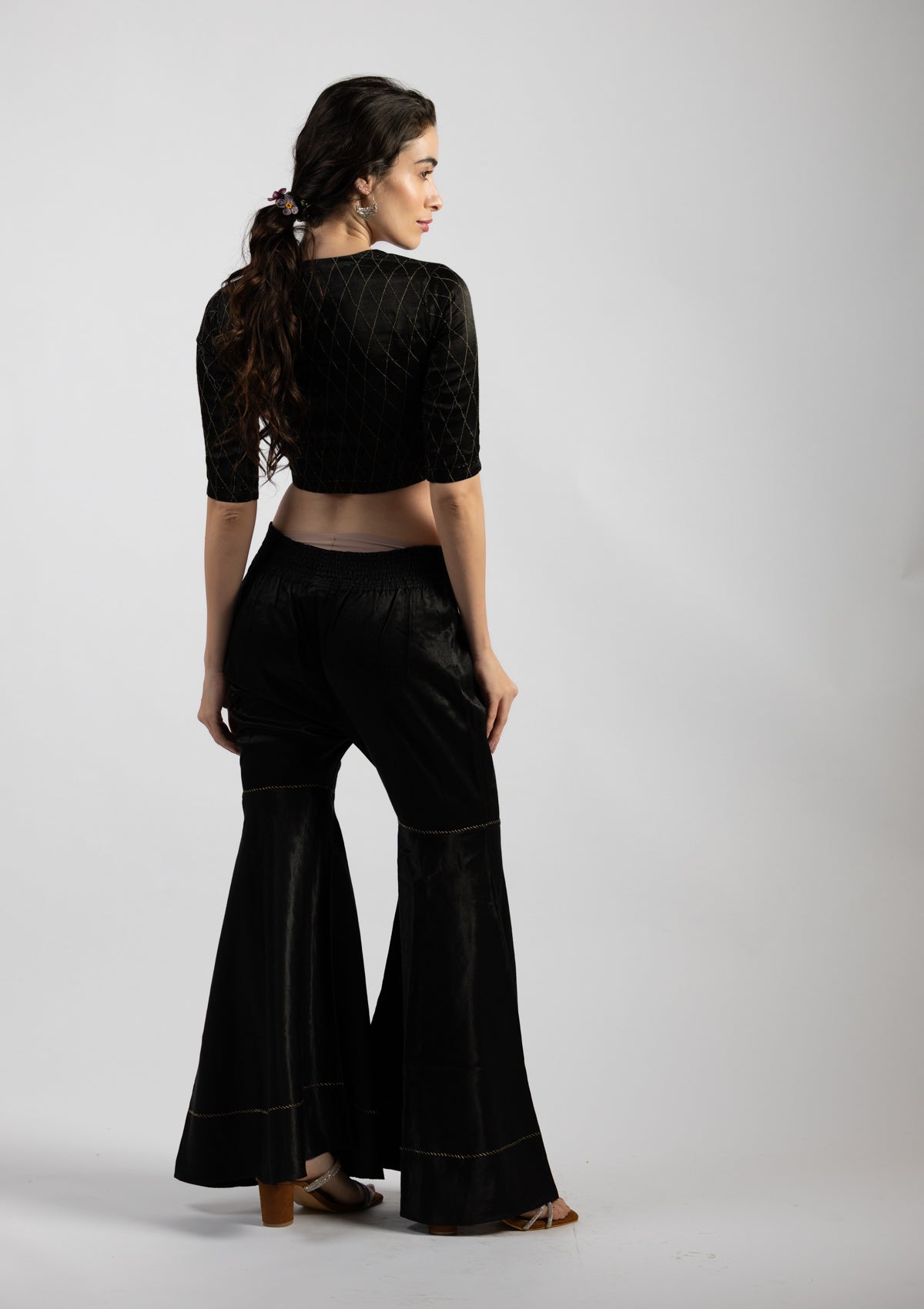 Jet Black Mashru Pant - Size Extra Small