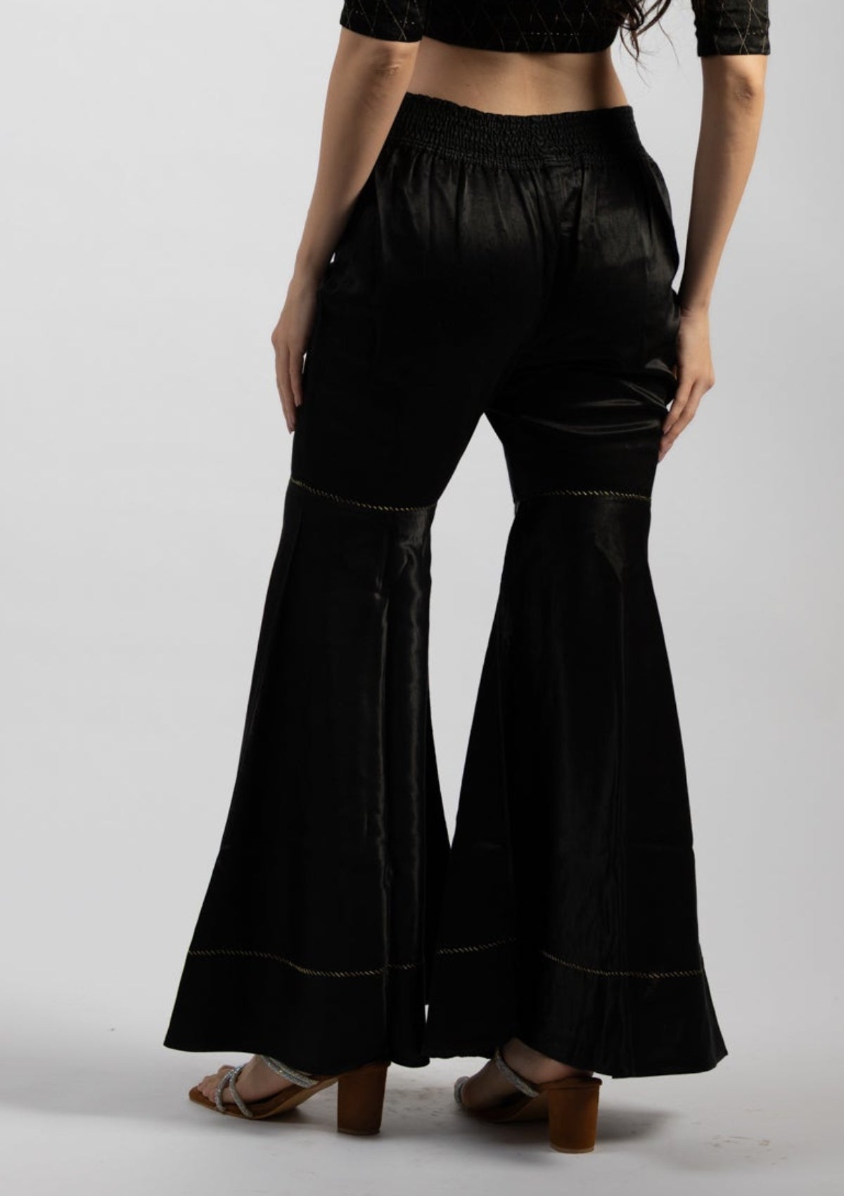 Jet Black Mashru Pant - Size Extra Small