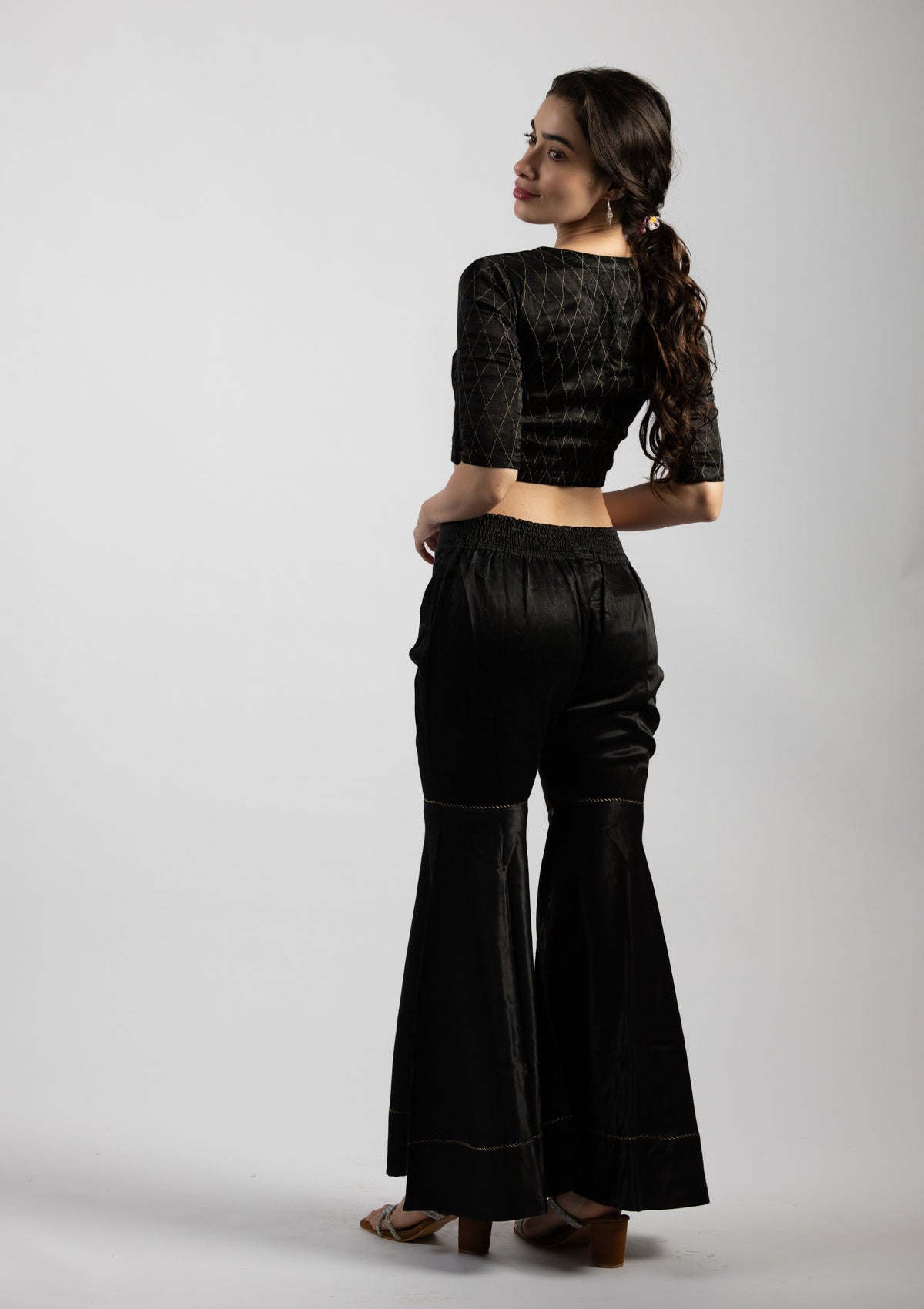 Jet Black Mashru Pant - Size Extra Small