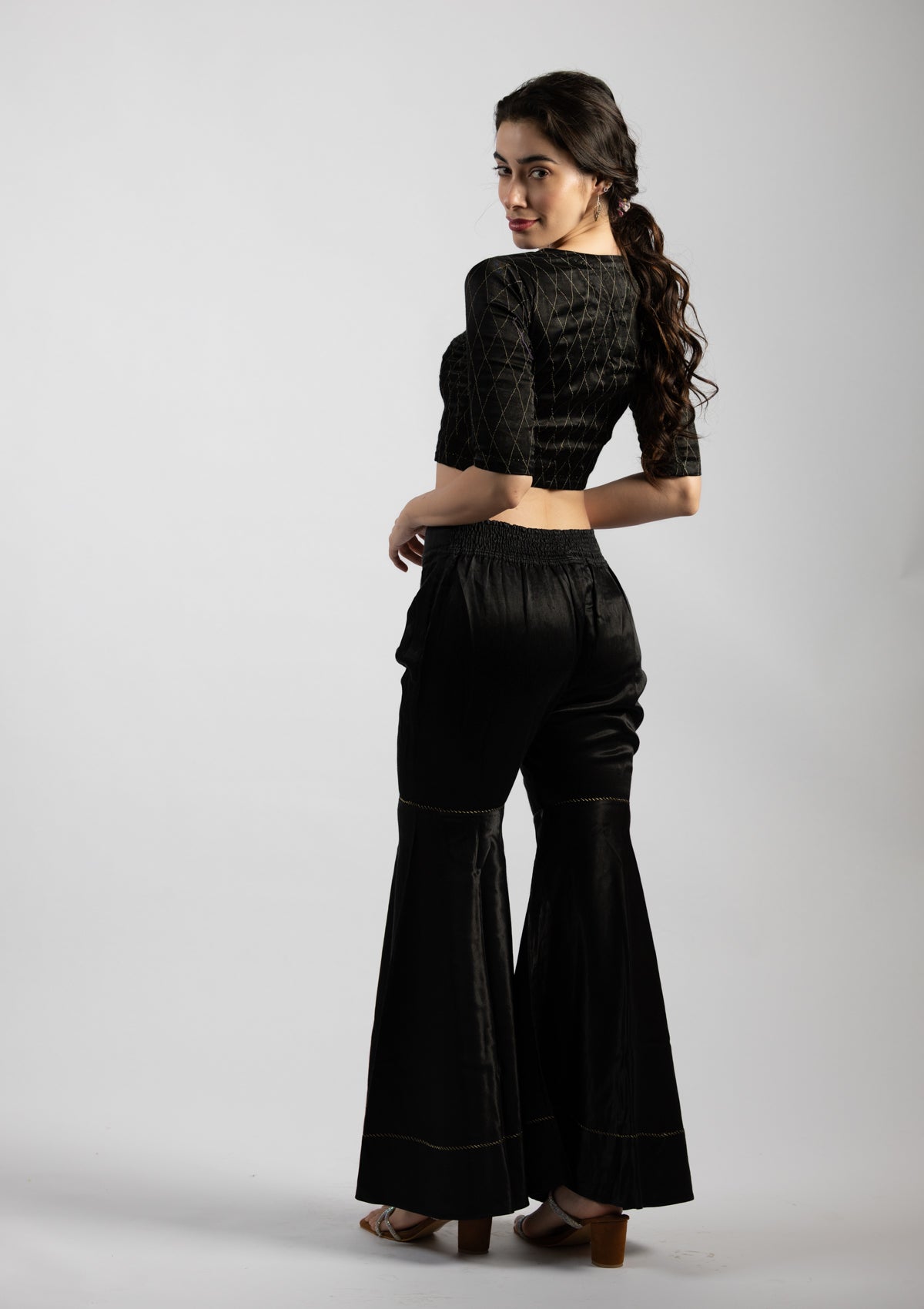 Fani Black Mashru Top - Size Small