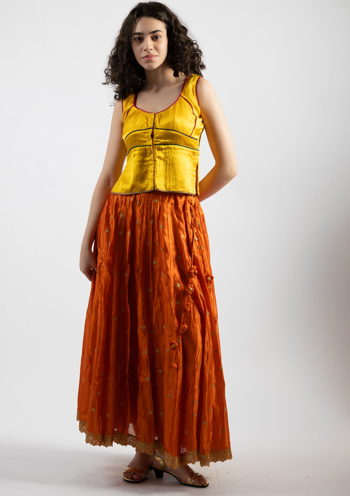 Radiant Yellow Mashru Top - Size Small