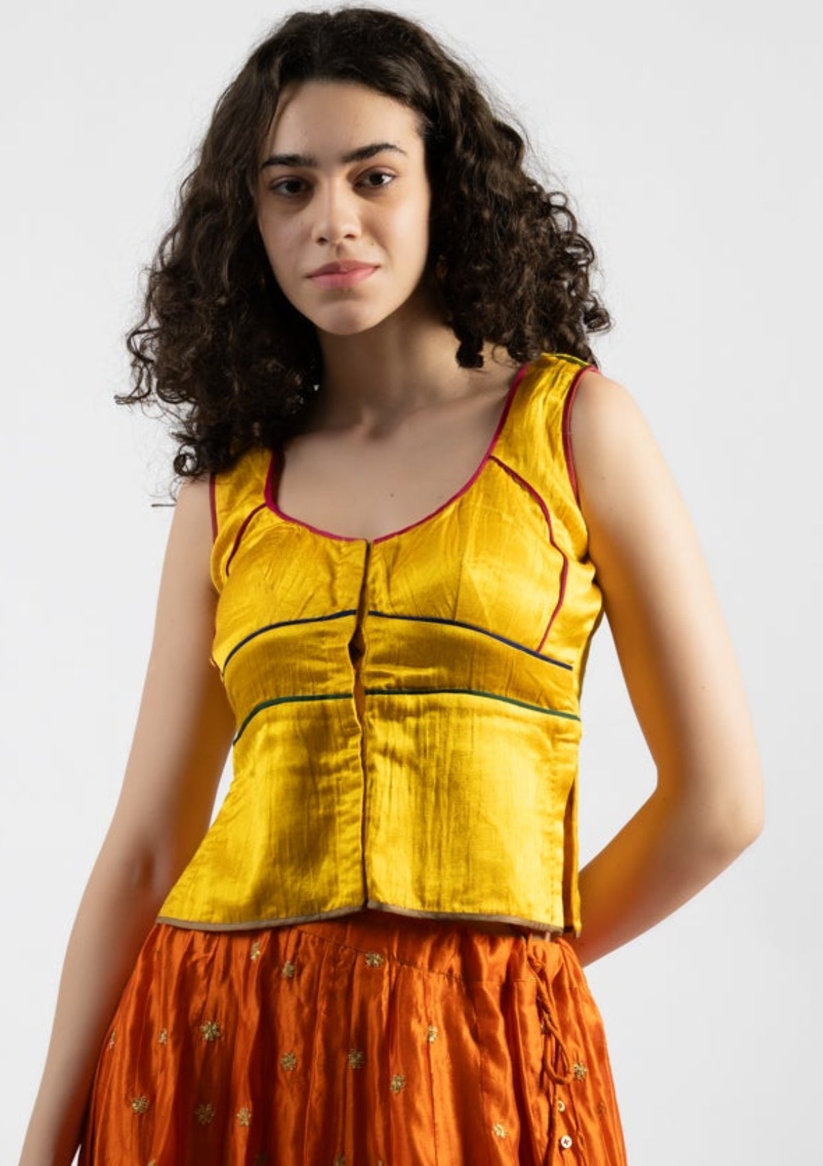 Radiant Yellow Mashru Top - Size Small