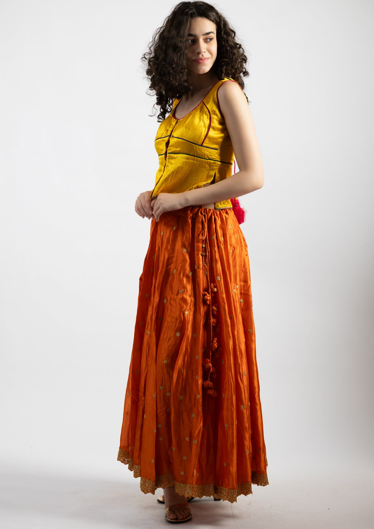 Radiant Yellow Mashru Top - Size Small