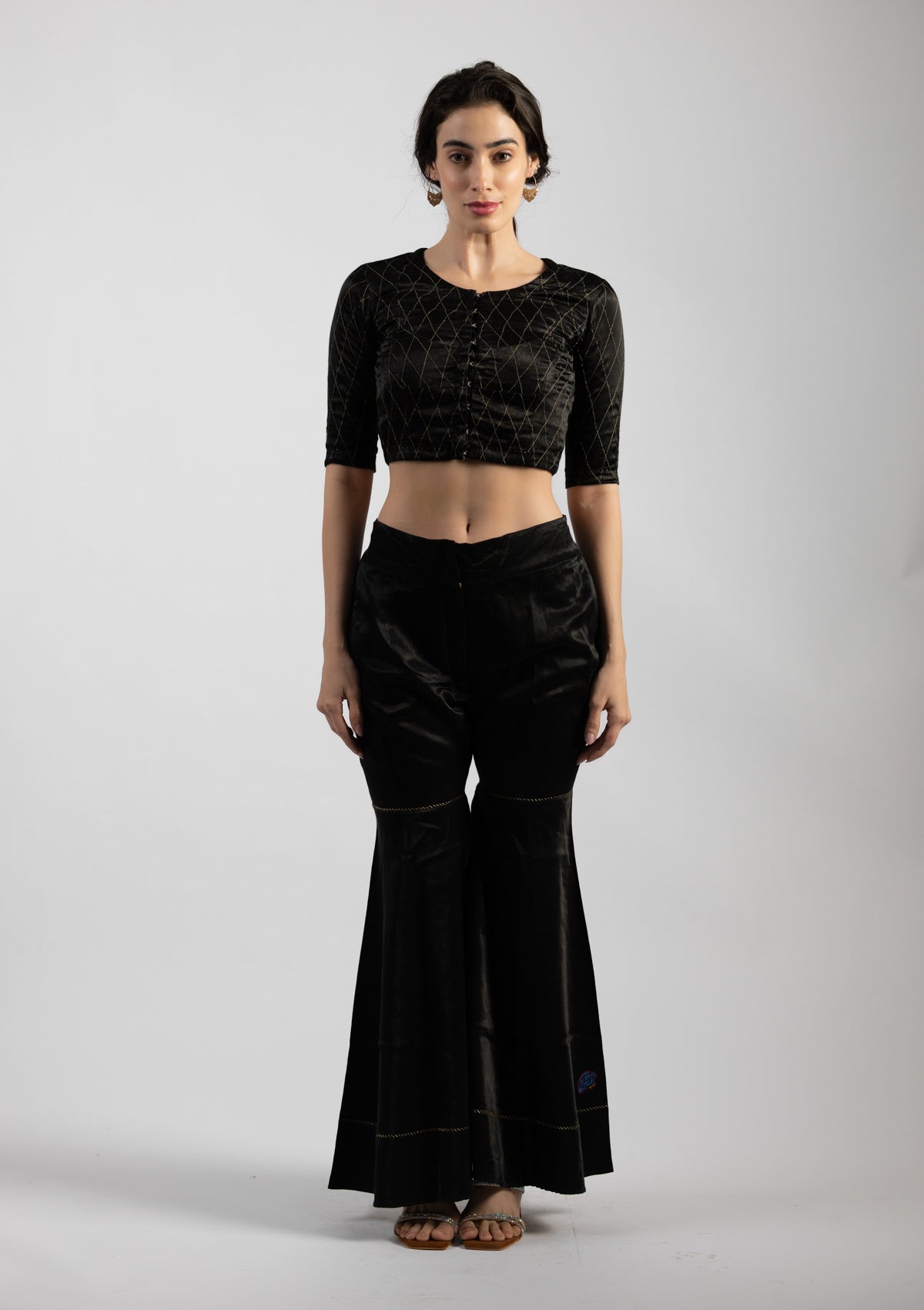 Jet Black Mashru Pant - Size Extra Small