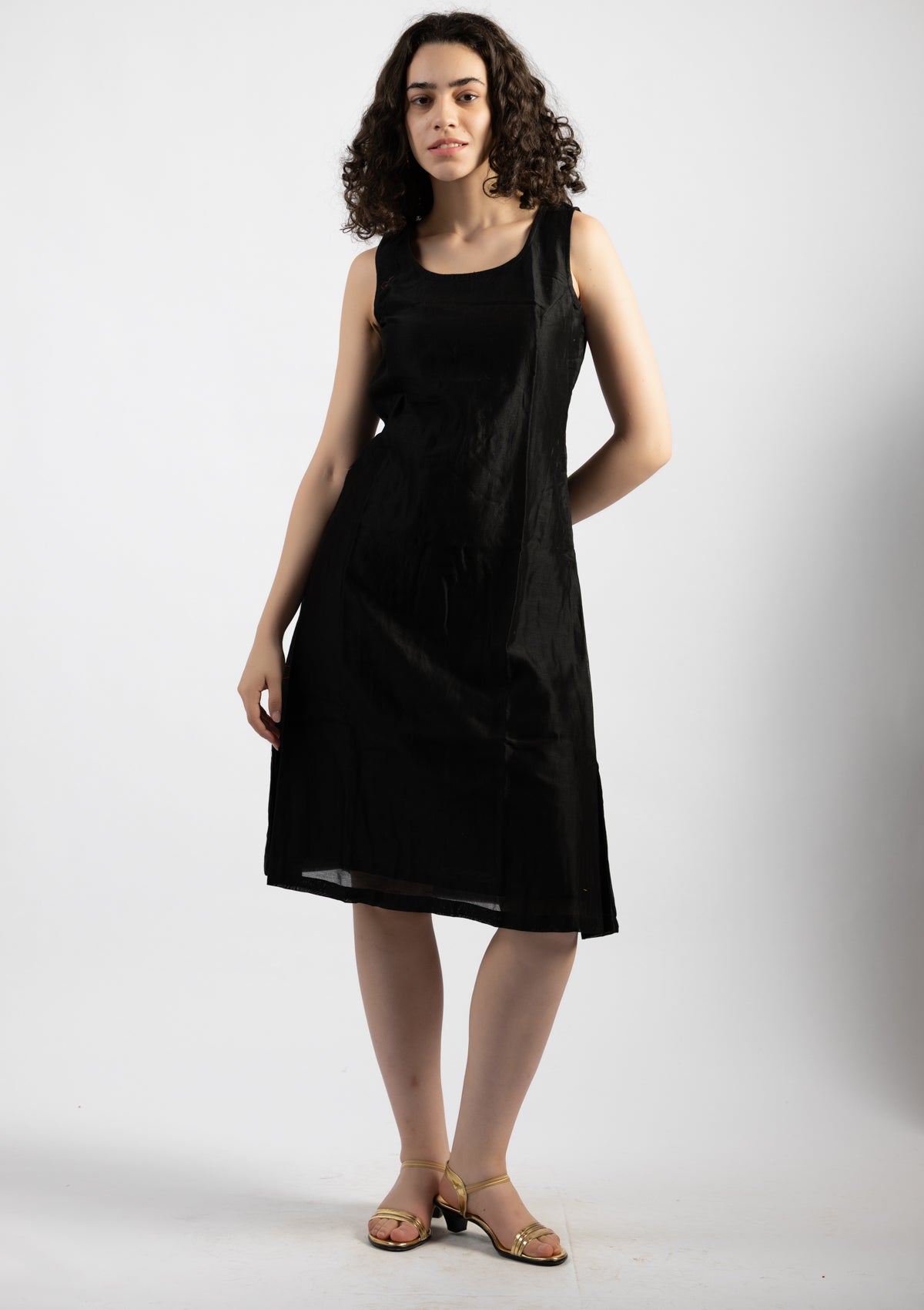 Midnight Spark Chanderi Dress - Size Extra Large