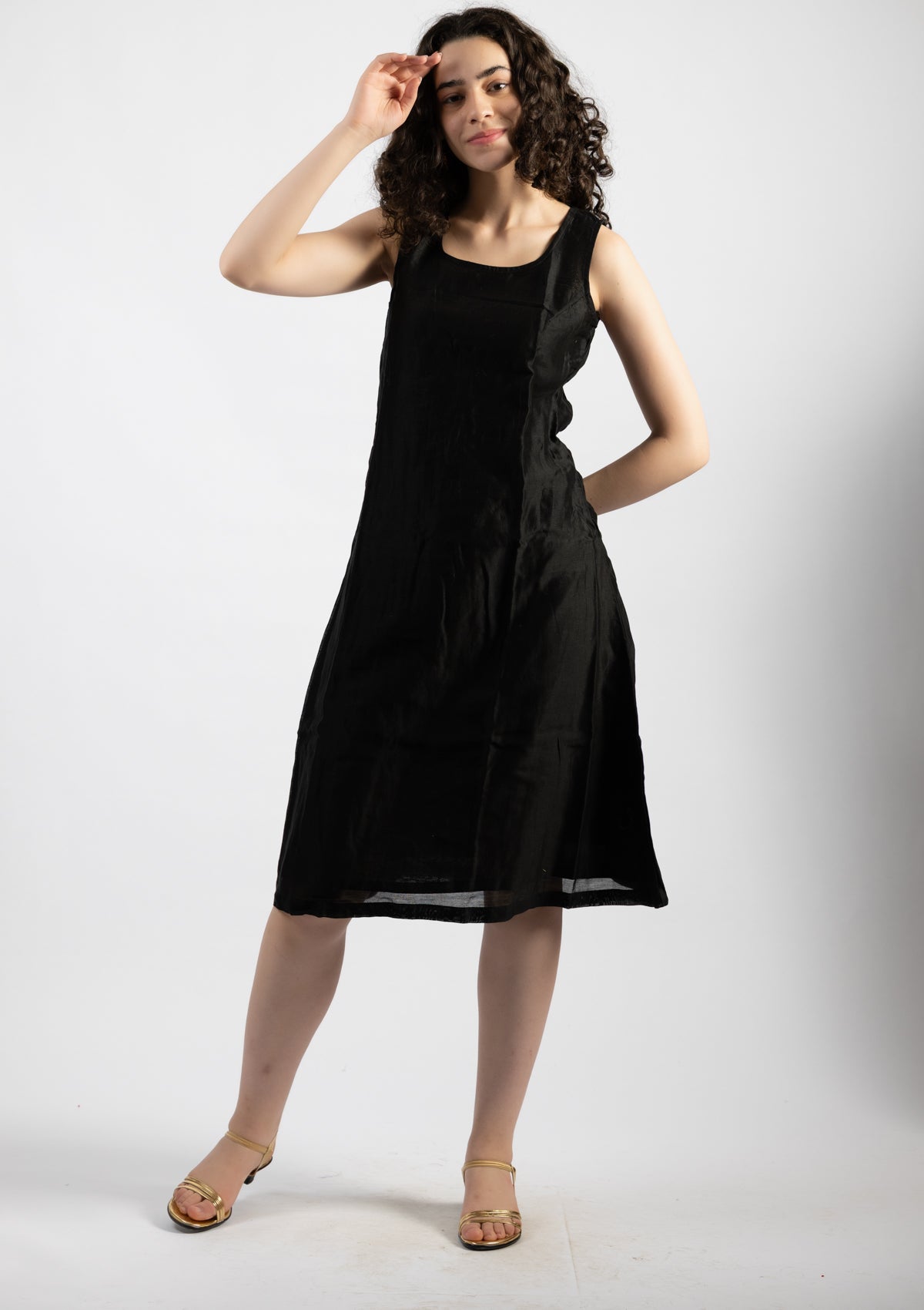Midnight Spark Chanderi Dress - Size Extra Large