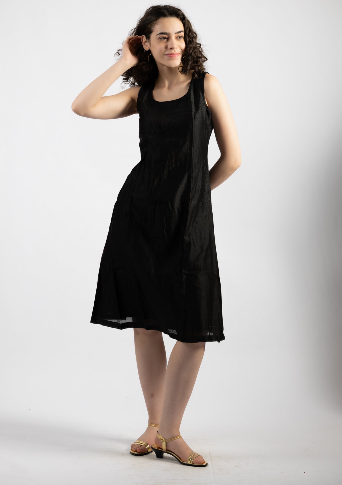Midnight Spark Chanderi Dress - Size Extra Large