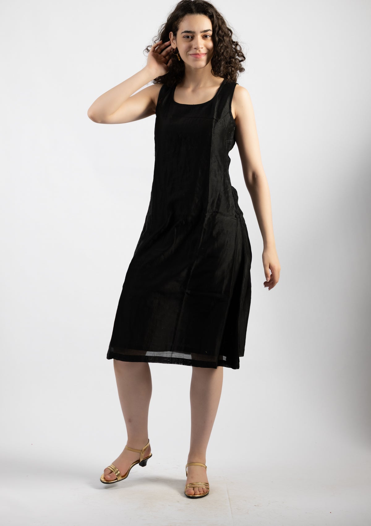 Midnight Spark Chanderi Dress - Size Extra Large