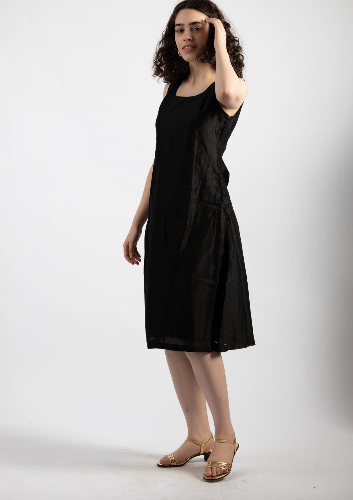 Midnight Spark Chanderi Dress - Size Extra Large