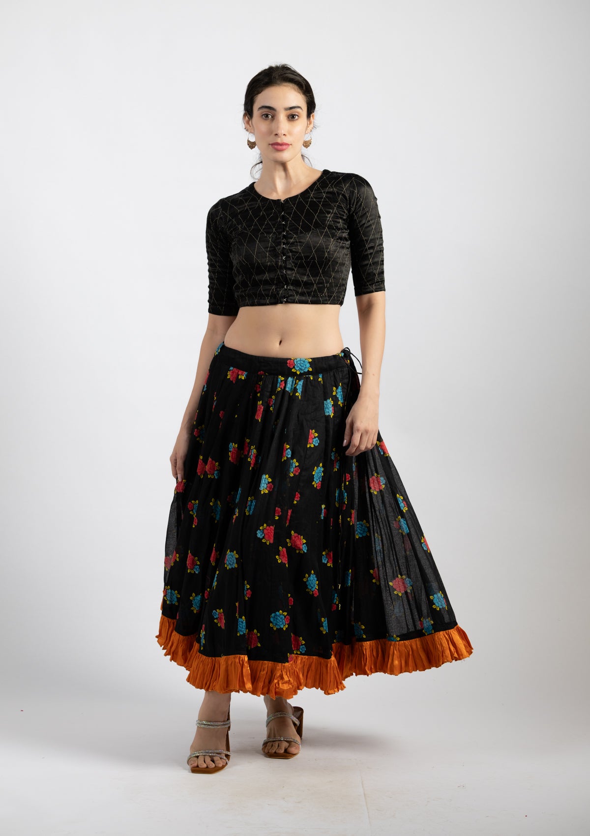Black Berry Cotton Skirt - Size Medium