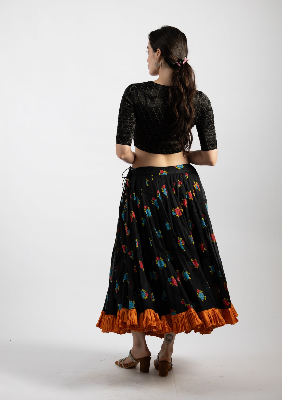Black Berry Cotton Skirt - Size Medium