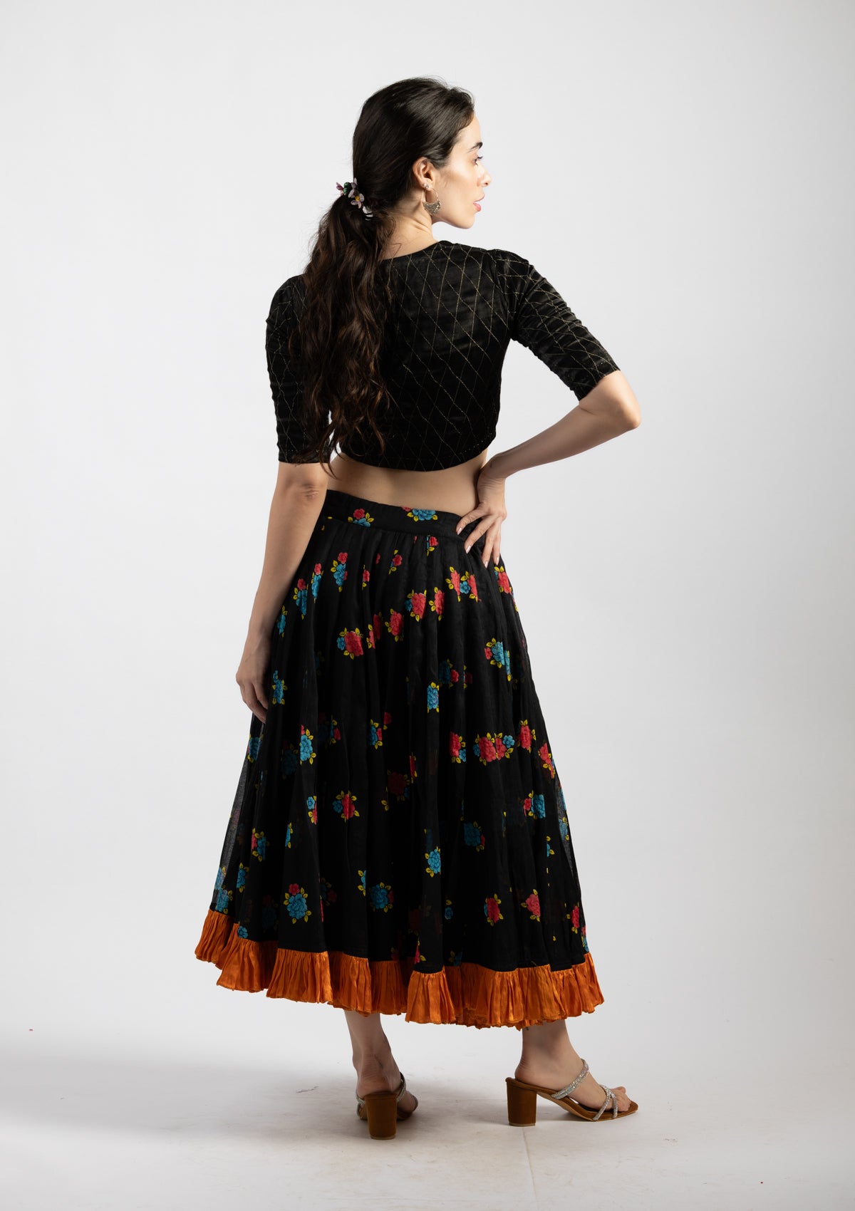 Black Berry Cotton Skirt - Size Medium