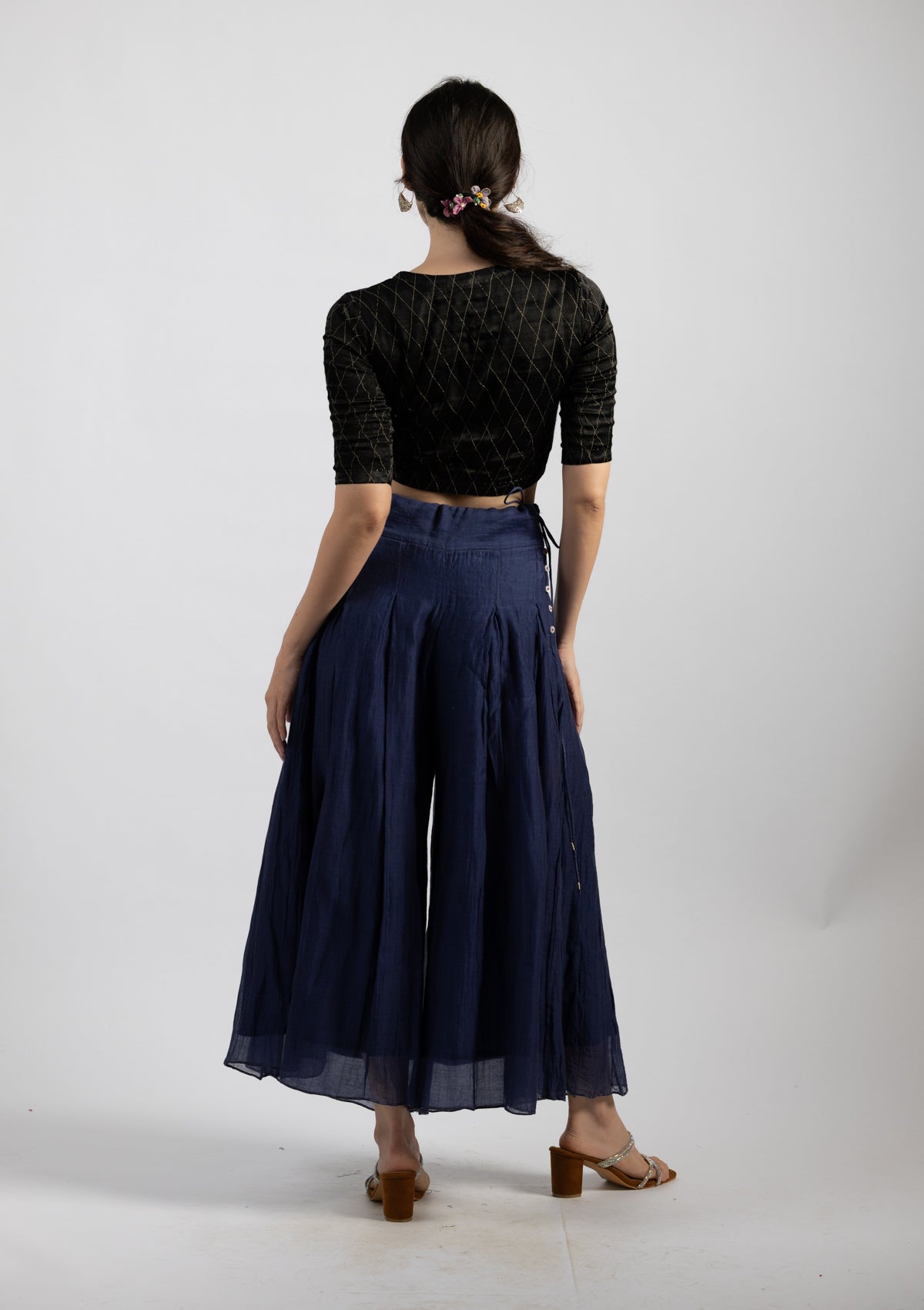 Misty Blue Chanderi Trousers - Size Small