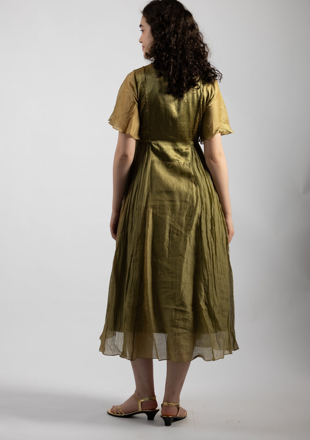 Sage Green Chanderi Dress - Size Extra Large