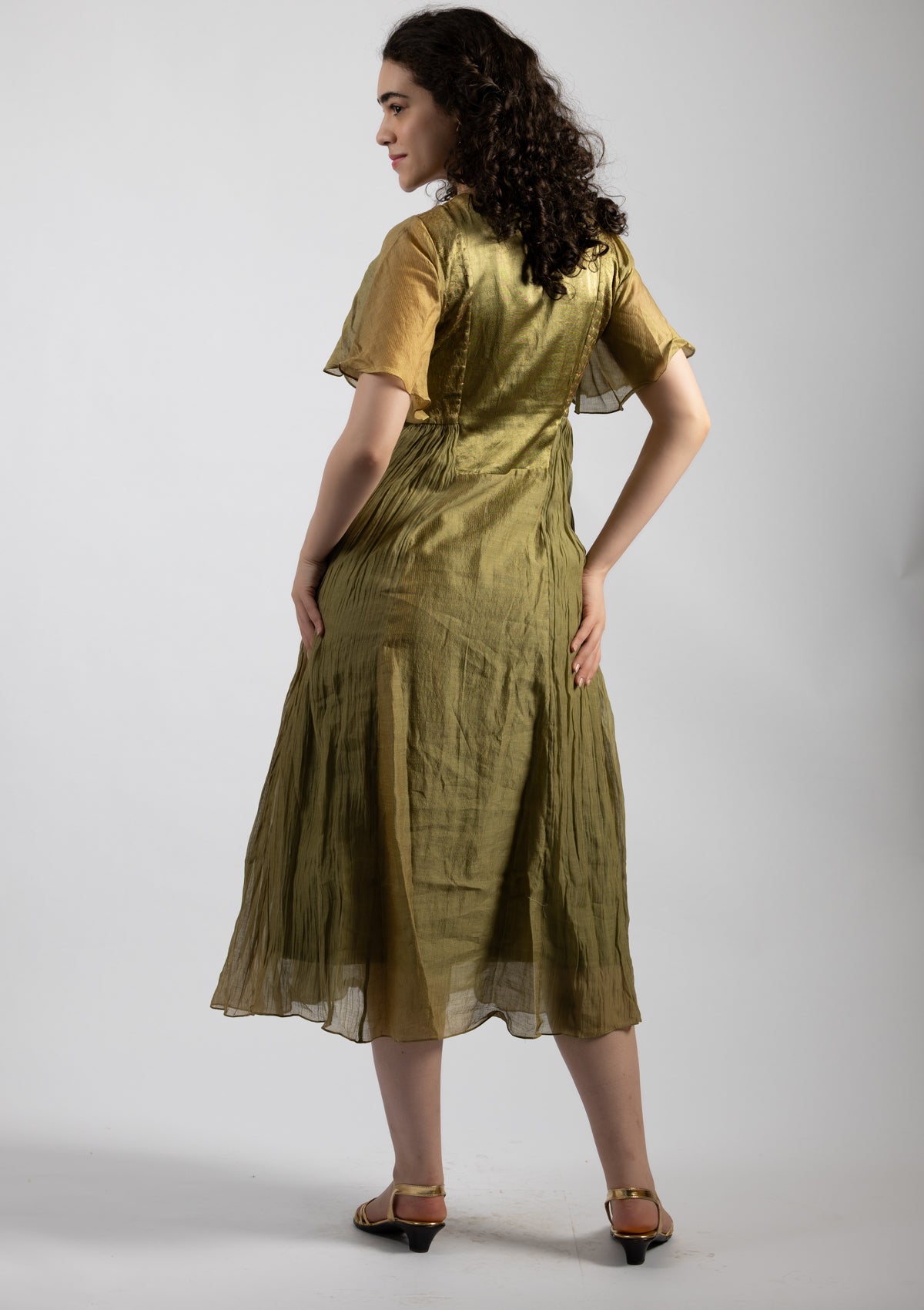 Sage Green Chanderi Dress - Size Extra Large