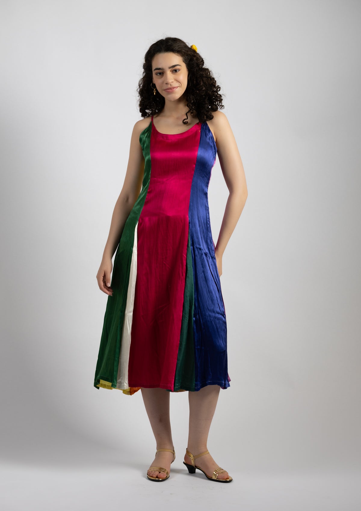 Jestier Multi Color Mashru Dress - Size Medium