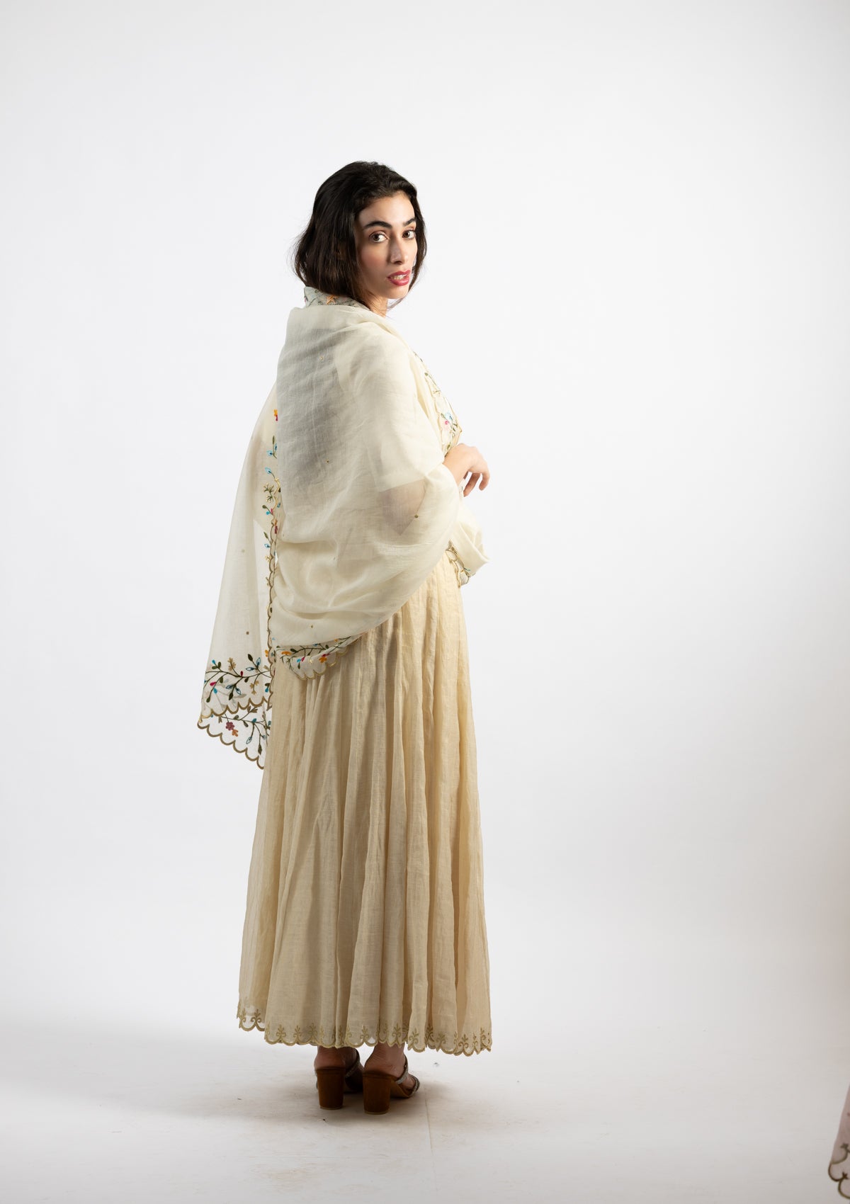 Chand-Tara Chanderi Dupatta with Vibrant Floral Borders