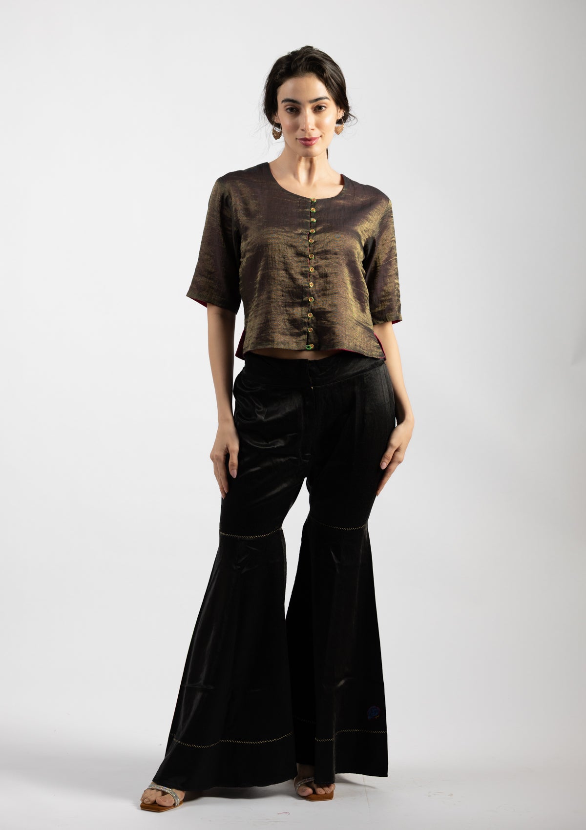 Regal Dusk Chanderi Tissue Top - Size Medium