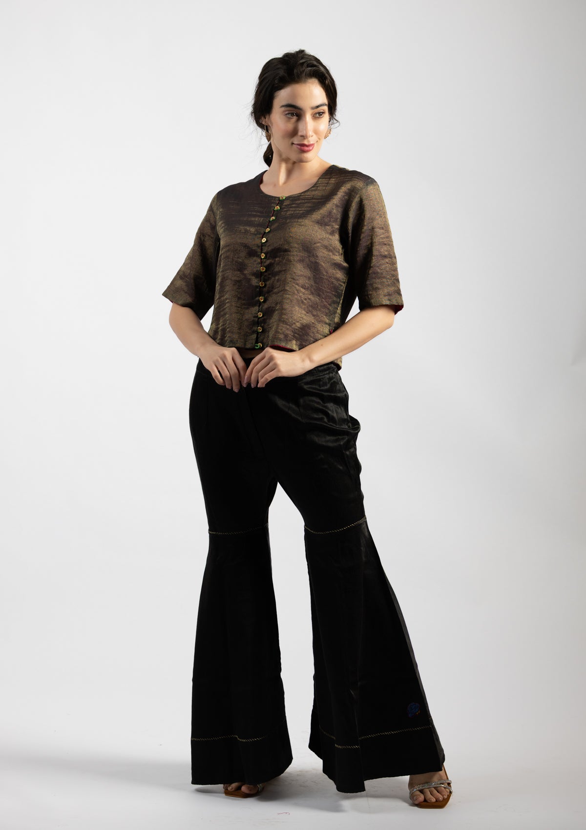 Regal Dusk Chanderi Tissue Top - Size Medium